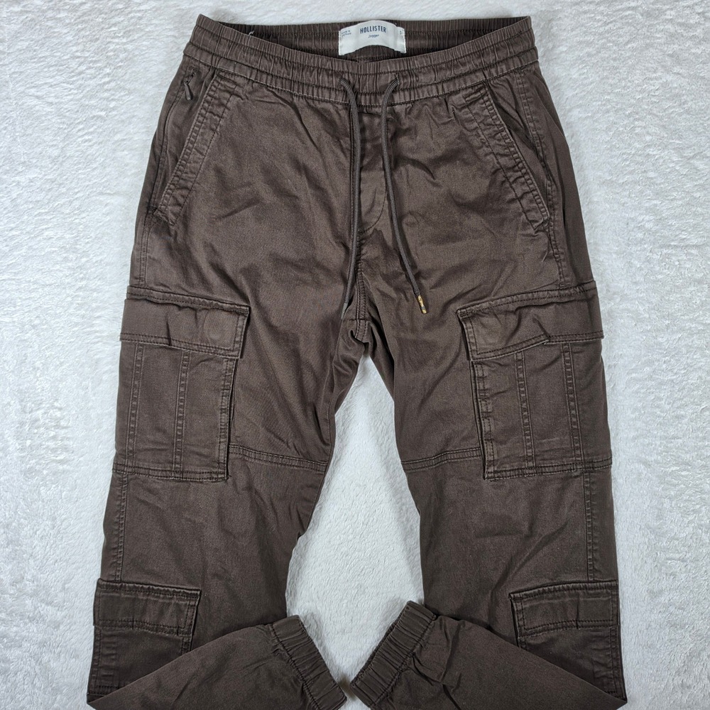 Hollister Cargo Jogger Mens S Brown Stretch Utility Drawstring Pockets 330P2401